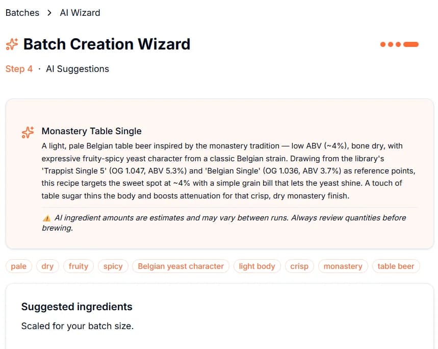 Batch Wizard AI suggestion overview