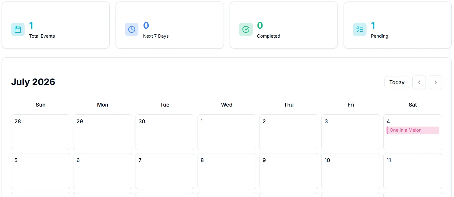 Brew calendar with a scheduled event